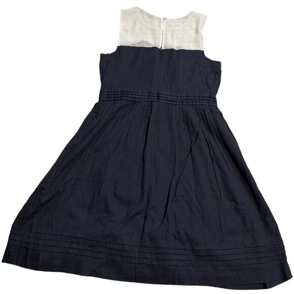 Ann Taylor Loft Pleated Dress Sleeveless Lined Womens 10 Petite Off White Blue - Picture 7 of 10